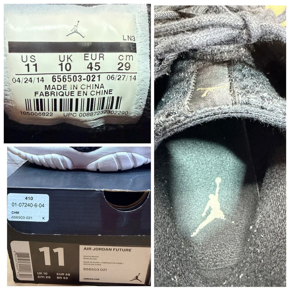 Jordan Air Jordan Future Basketball Sneakers Men 11 Black Woven Shoes 656503-021